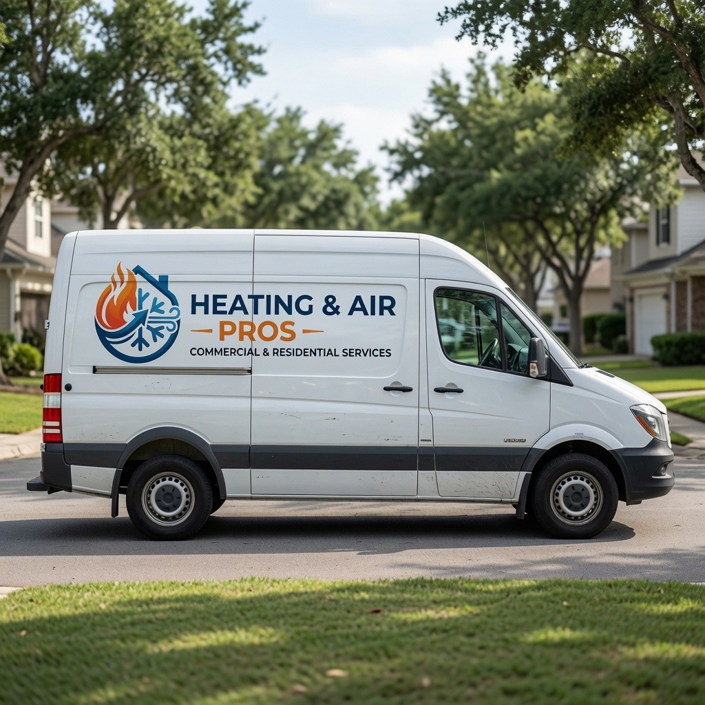 Local heating and air service van serving Commerce City